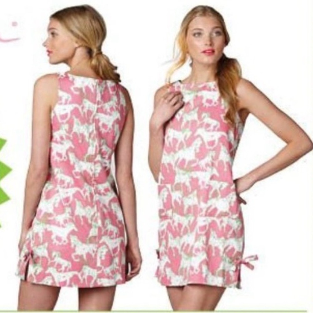Lilly Pulitzer "Hot to Trot" horse print shift dress.